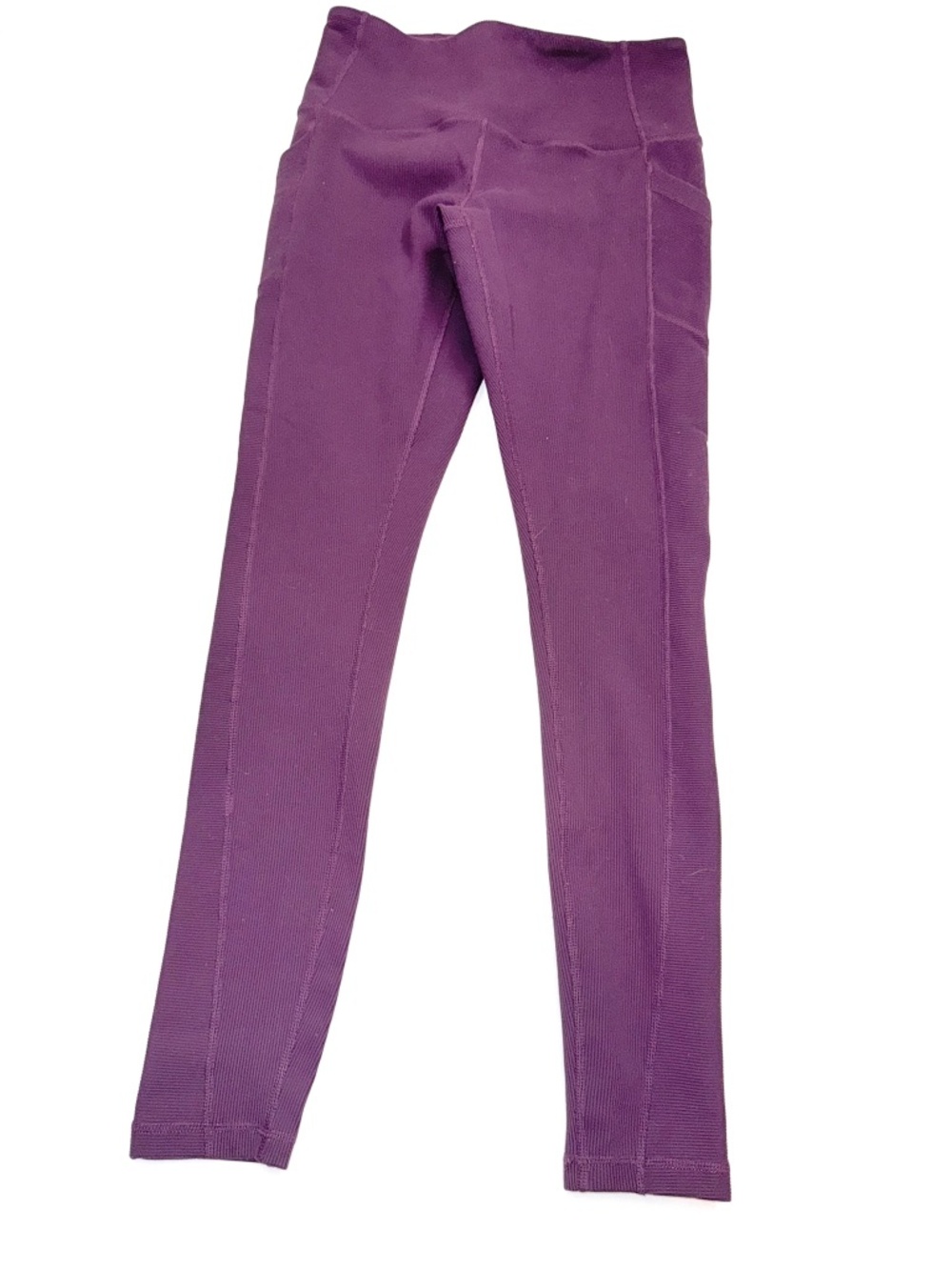 ZELLA Womens Medium Plum Purple High Rise Ribbed Side Pocket Skinny Leggings V12